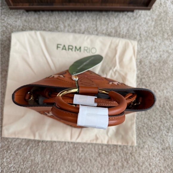 FARM Rio Brown Leather Tote with Embroidered Accents - Picture 4 of 7